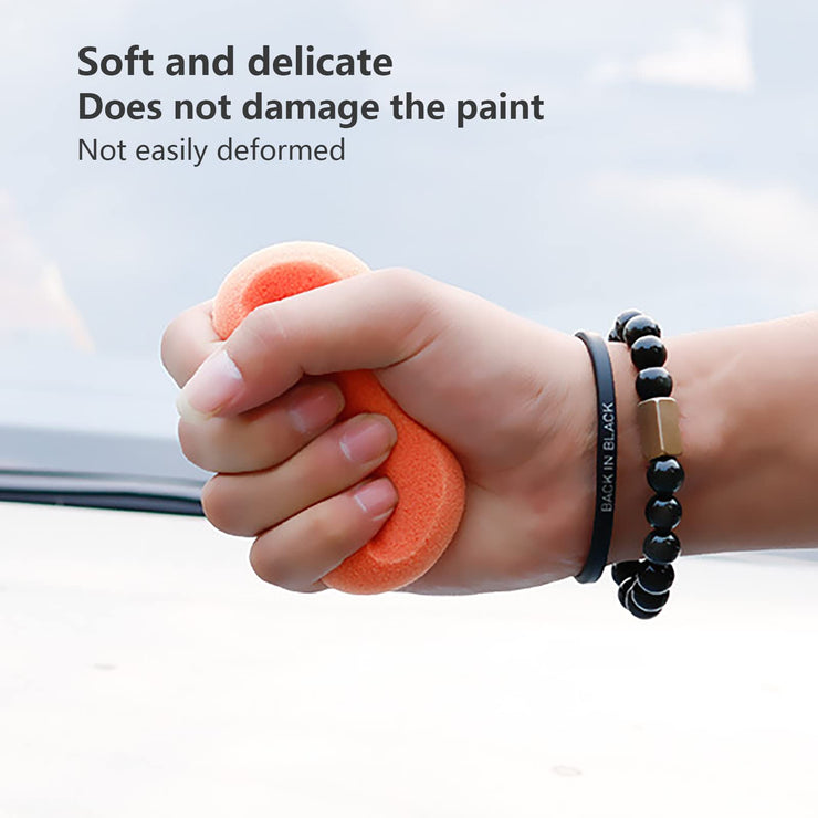 WANGCL 5PCS Car Wax Applicator Pads Kit Orange Sponge Applicator Waxing Pad with Grip Handle for Car Polishing and Cleaning