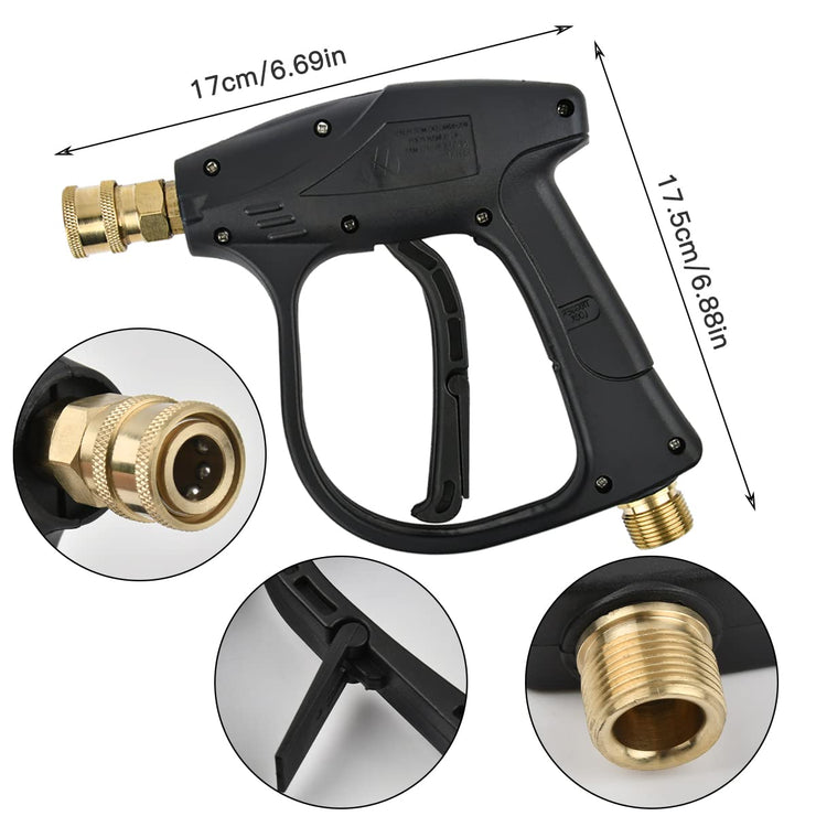 High Pressure Washer Gun 4350PSI with 5 Water Nozzle Tip, High Pressure Washer Gun for Karcher Cleaner Wash Cleaner Gun Cleaning Car Wash Water Gun M22-14 Hose Connector & 1/4" Karcher Quick Connector