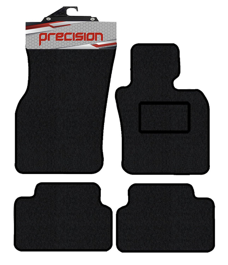 Precision - Tailored Car Mats - Intended for Mini Mini Cooper 2015-2022 F55-4 Piece Set - Non-Slip Floor Mats - Black Carpet - Black Binding - Fittings Clips - SFP