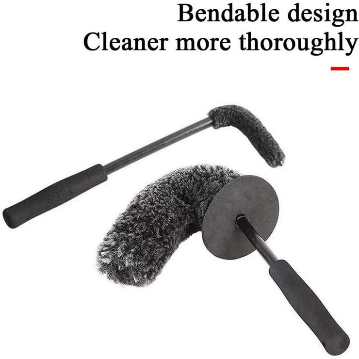 TSLBW 2 Pcs Car Wheel Brushes Wheel and Rim Cleaning Brush Long Handle Vehicle Wheel Brushes Kit Microfiber Wheel Hub Brushes Different Size Car Detailing Brushes Set Bendable Car Tire Brush