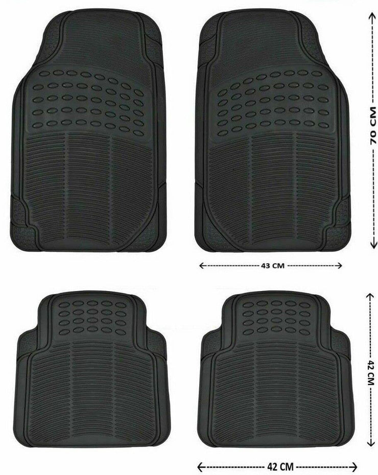 D.I.L™ 4PC Heavy Duty Universal All Weather Proof floor mats Black RUBBER Car Mat Set Non Slip & SUV Van