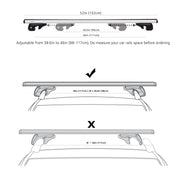 Amazon Basics 132.1 cm Roof Rack Cross Bars, Fits 98 to 116.8 cm Width of 2 Raised Rails with Gap to Car Roof, 2-Pieces, Black/Silver