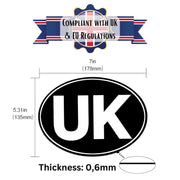 UK Magnetic Car Sticker A+++ for Europe, Fully Magnetic Black UK Stickers for European Roads. Self Adhesive Magnet UK Plate Sticker for car, van. Strong, Durable. Easy to Attach and Remove