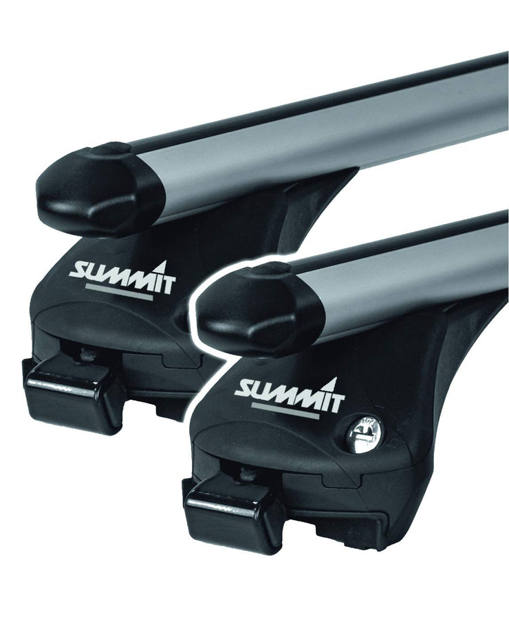 Summit SUP-957 Premium Integrated Railing Bar for Cars with Running Rails, Aluminium, Set of 2, Silver