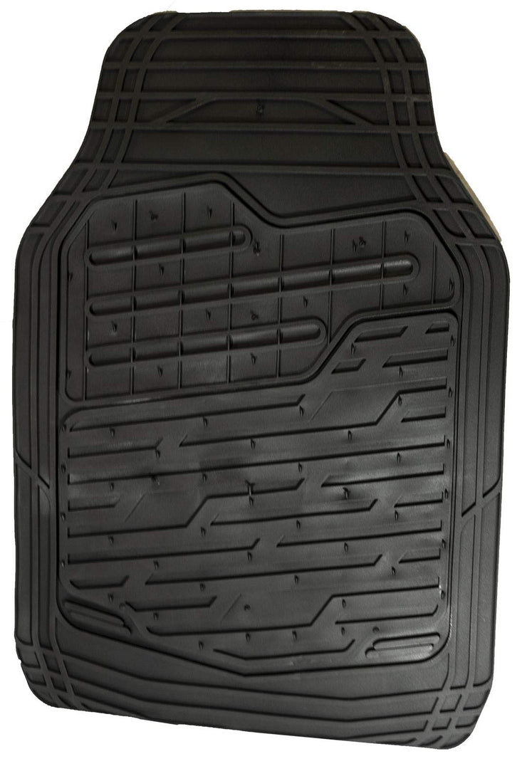 UKB4C Rubber Floor Mats Set - Heavy Duty with Shiny Carbon Effect Heel Pad for Van Car SUV