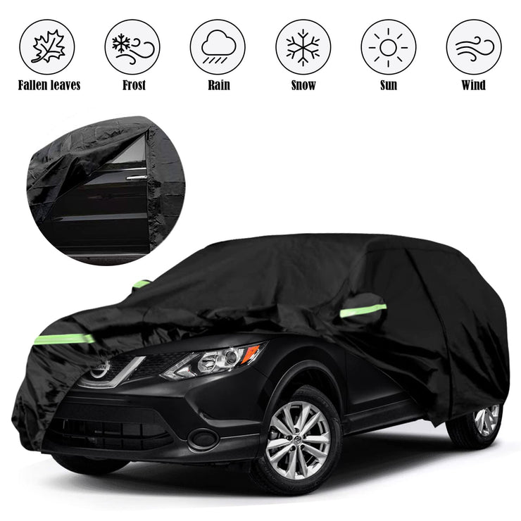 Car Cover for Nissan Qashqai 2006-2022, 6 Layers Waterproof Sun Rain UV Dust All Weather Protection Short Wheel Outdoor Full Cover with Side Door Zipper