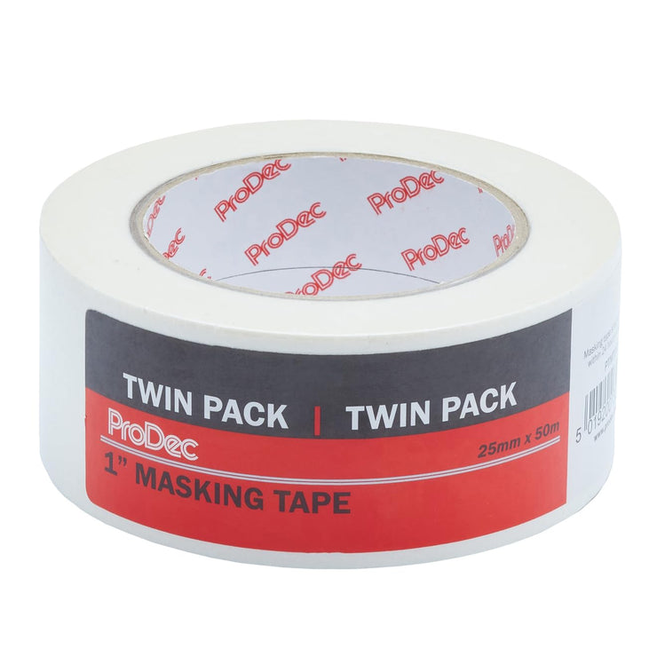 ProDec Twin Pack 1 inch x 50m Multi Surface Masking Tape For Painting, Painters Tape for Sharp Paint Lines, Decorators Tape, Painters Masking Tape, Paint Tape 25mm Wide Masking Tape Adhesive Tape