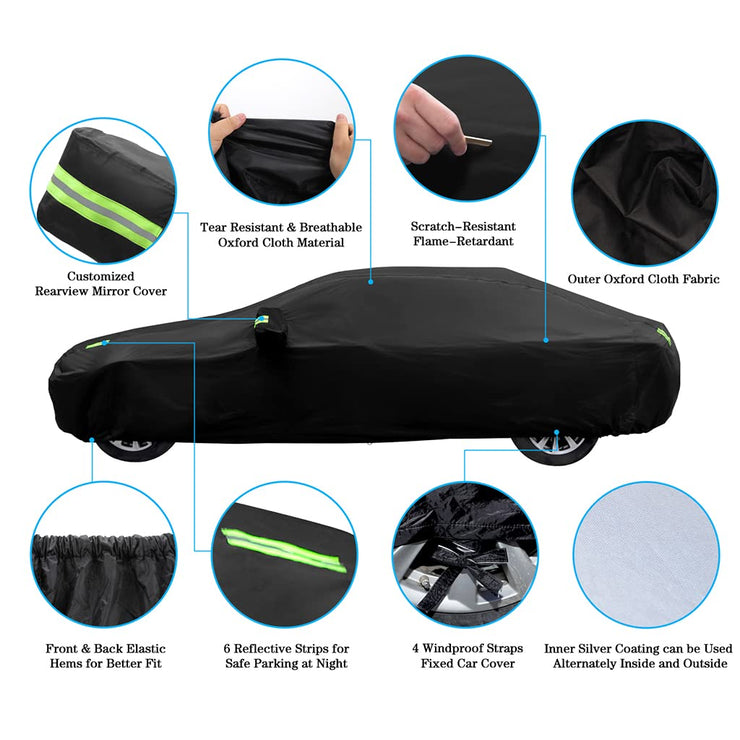 Abdeck Full Car Covers Compatible with BMW X5/X5 M 2007-2024, X6/X6 M 2009-2024, iX 2021-2023 SUV Car Cover Waterproof All Weather Indoor Outdoor Protection Car Cover Black Custom Fit Rain Car Cover