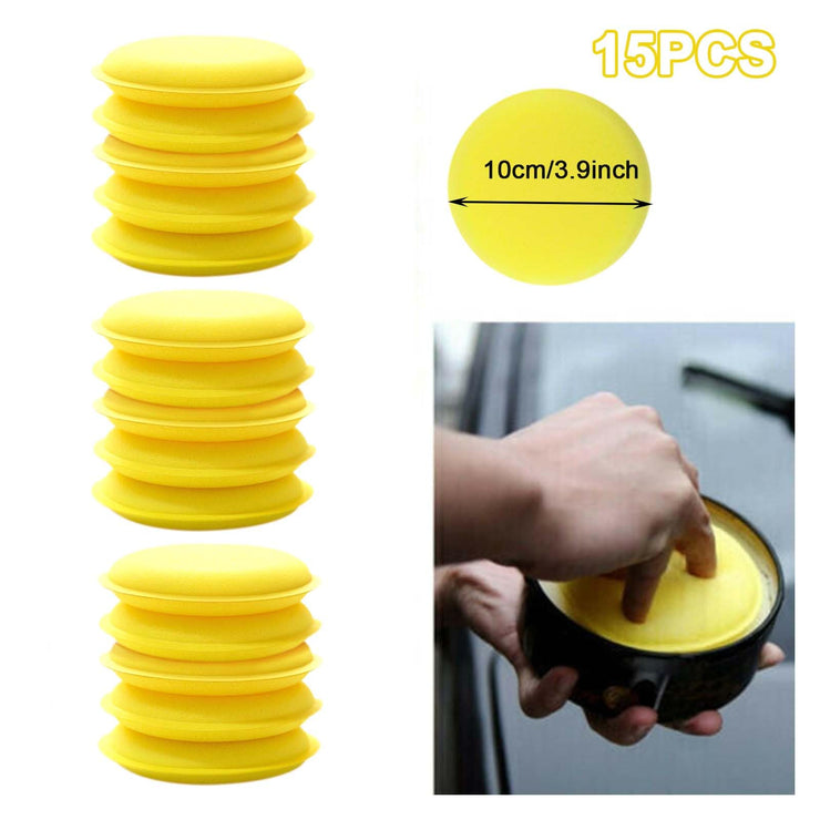 AWAVM 15Pcs Car Polishing Pads Polish Soft Foam Applicator Pads,Practical Car Polishing Sponge Wax Applicator Sponge for Clean Car, Sponges for Car Cleaning(Yellow)