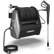 Wall Mounted Pressure Washer 2175PSI/150BAR Corded Electric Power Washer with 30M Retractable Hose Reel BY GIRAFFE TOOLS - 2 YEAR WARRANTY, black