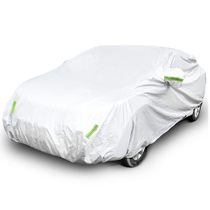 Haipky Universal Car Cover 190T Full Waterproof Breathable Scratch Rain Snow Heat Resistant with Mirror Pocket & Reflective Strips (For Sedan 137 to 157 inch)