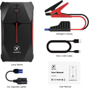 Car Jump Starter, FLYLINKTECH 2000A Peak 13200mAh Portable Car Battery Jump Starter Booster (up to 6.0L Gas Or 5.0L Diesel Engine), Jump Starter and Power Bank with LED Flashlight, IP67