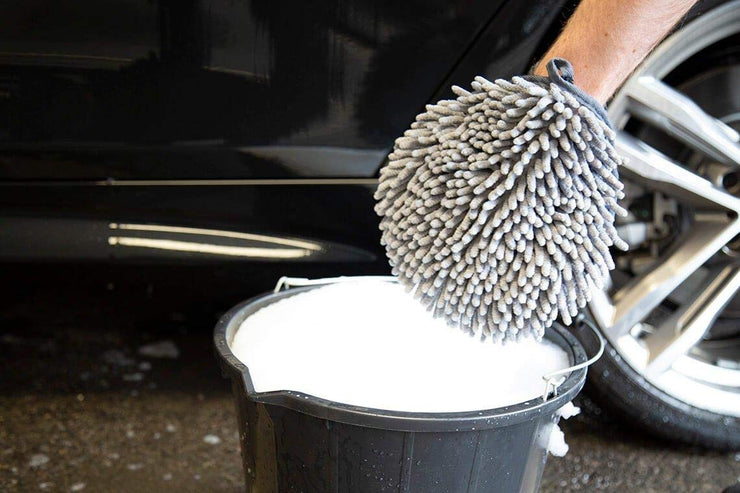 Car Gods Microfibre Wash Mitt Cleaning Glove Soft Noodle Washing Detailing Microfiber Ultra Premium Auto Care Lint Scratch Free Non Abrasive Elastic Wrist Cuff Machine Washable