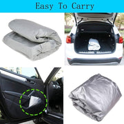 True Face Car Cover Universal Full Car Covers for Automobiles All Weather Waterproof UV Protection Windproof Rain Dust Scratch Proof Fit For Sedan & Hatchback Size 480x175x120 cm White - Silver