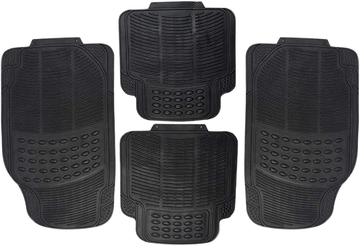 D.I.L™ 4PC Heavy Duty Universal All Weather Proof floor mats Black RUBBER Car Mat Set Non Slip & SUV Van