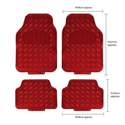 JVL Titan Car Mat Set Metallic Design with Rubber Backing, Red