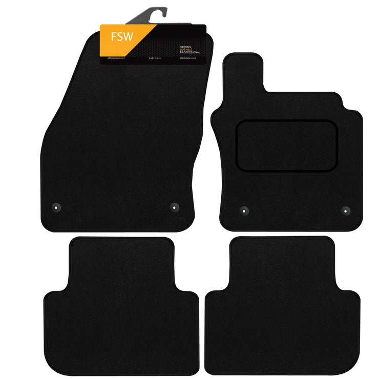 FSW - Tailored Mats - Fits VOLKSWAGEN Tiguan 2016 Onwards - Black Carpet - Anti Slip Mat - Non Slip Car Floor Mat, Fitted With Clips & Granulated Backing - 4 Pc Floor Mat Only