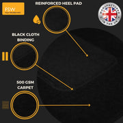 FSW - Tailored Mats - Fits PEUGEOT 208 2012-2019 - Black Carpet - Anti Slip Mat - Non Slip Car Floor Mat, Fitted With Clips & Granulated Backing - 4 Pc Floor Mat Only