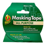 Duck Tape All Purpose Masking Tape 50mm x 50m, indoor painting and decorating for multi surfaces prevent paint bleed