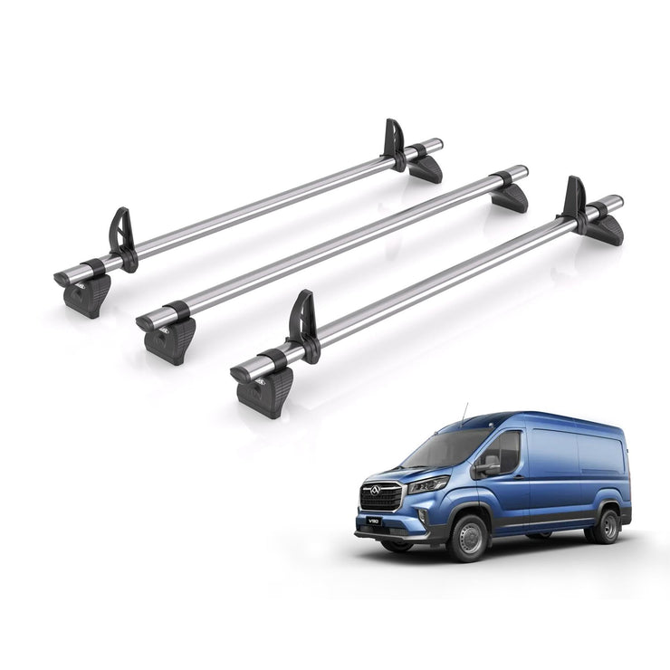 Rhino Roof Rack for Maxus Deliver 9 (2022+) 3 Kammbar Fleet Roof Bars with Loadstops - XC3FL/KLS2