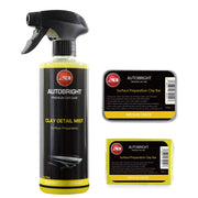 Autobright Pre Cleaning Car Wax Polishing Clay Mist 500ml & 100g Yellow Medium Clay Bar Smooth Finish Detailing Kit