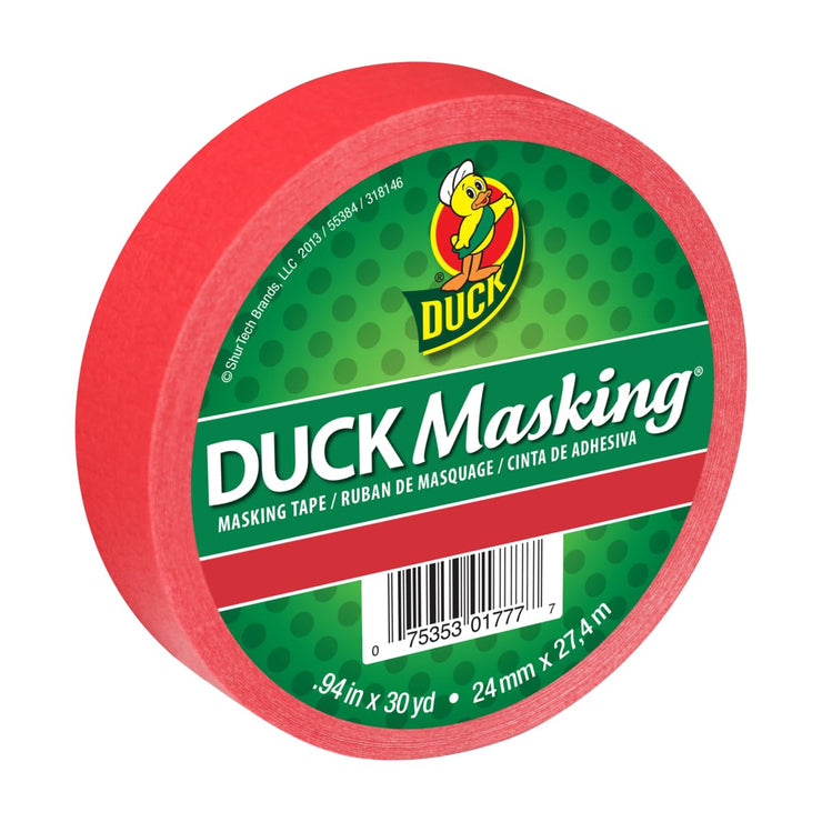 Duck Tape Red Masking Tape 24mm x 27.4m for Crafting, Decorating, Labelling