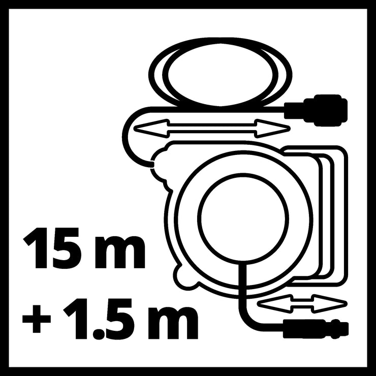 Einhell TC-PH 150 Compressed Air Hose Reel (Hose Length 15 m + 1.5 m Connection Hose, Hose Inner Diameter 9 mm, Max. Operating Pressure 16 Bar, Includes Wall Bracket)