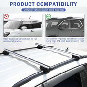 Trintion 2PCS Car Roof Bars Lockable Car Rail Rack for Cars with Roof Rails 48" Aluminum Alloy Streamline Roof Rack for Holidays and Luggage Transportation