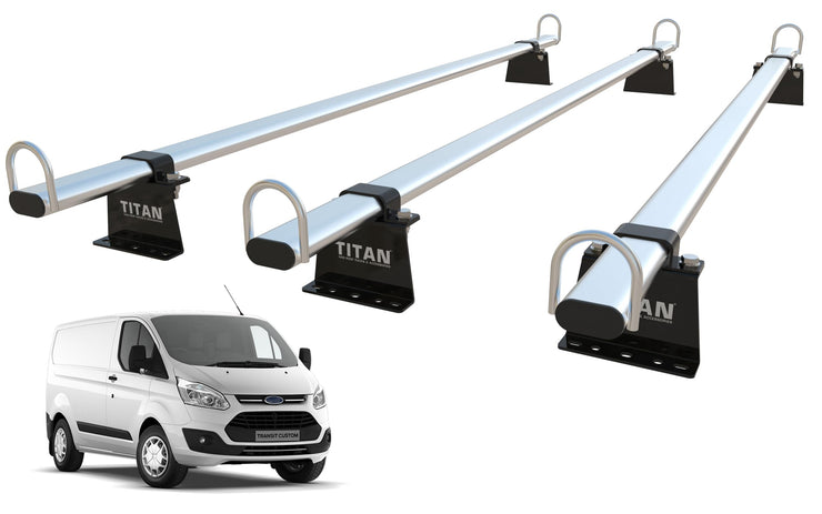 TITAN WorkReady Van Roof Rack 3 Bars - Compatible Fittings to fit a FORD TRANSIT CUSTOM (2012-2023)