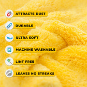 Towelogy® Premium Edgeless Microfibre Cloth for Car Drying and Detailing Dual Sided Piles Ultra Plush Scratch Free Cleaning Auto Towels 40x40cm (Yellow, 2)