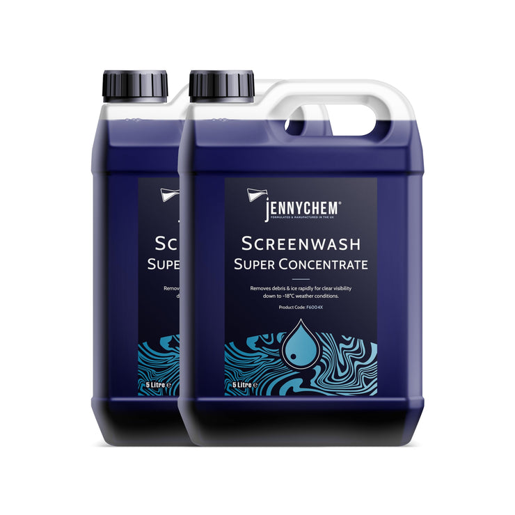 Jennychem Super Concentrated Screenwash. Screen Wash Concentrate Antifreeze Works In Winter Weather Up To -18°C. Anti-Smear. Can be Diluted To Suit All seasons (10 Litre - Pack of 2 x 5 Litre)