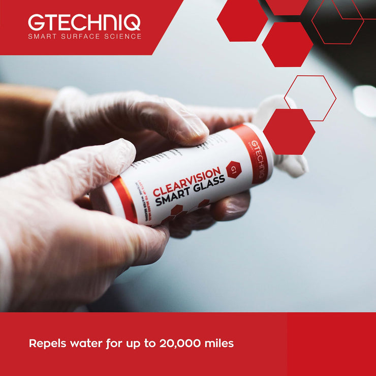 Gtechniq Auto G1 ClearVision Smart Glass for Cars, Repels Water off Glass and Windscreens, Easy to Use, Lasts up to 20,000 Miles, 15ml