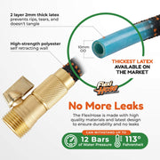 Flexi Hose Upgraded Expandable Garden Hose Pipe Including 8 Function Spray Gun Nozzle - Extra Strength with 2 cm Solid Brass Fittings - No-Kink Flexible Garden Hoses (Orange/Black 15 Metres)