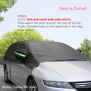 BEXITA Half Car Cover Outdoor Waterproof Car Front and Rear Windshield Cover Thickened Fabric with Cotton Lined Car Windscreen Snow Cover, Black