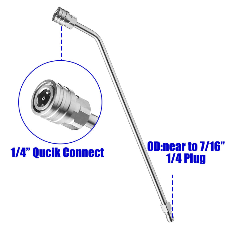 M MINGLE Pressure Washer Wand Extension, 30 Degree Curved Angled, Undercarriage and Gutter Cleaner Attachment, 1/4 Inch Quick Connect, 14 Inch