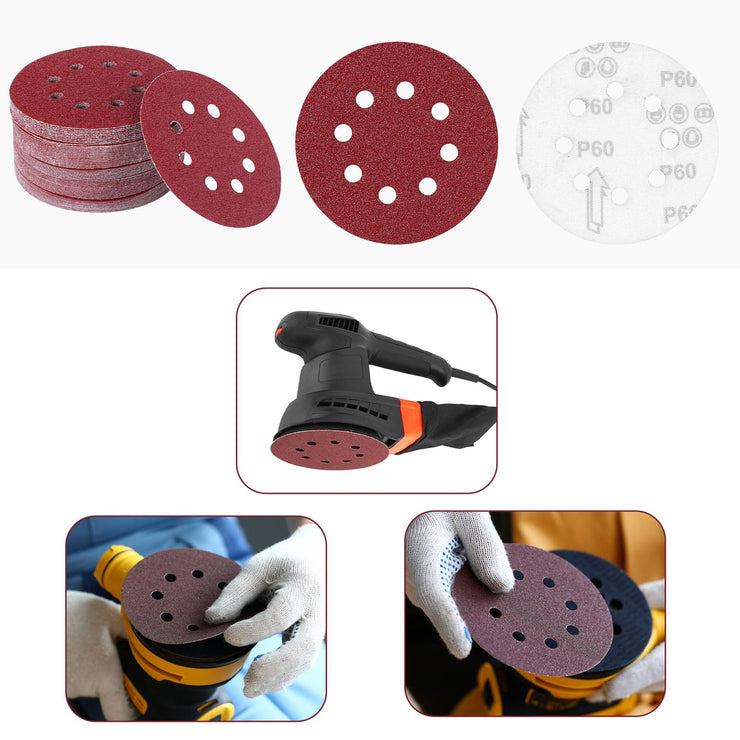 125mm Sanding Discs ,100Pcs Orbital Sander Discs Hook and Loop Sanding Pads for Random Orbital Sander (40/60/80/100/120/150/180/240/320/400 Grits)