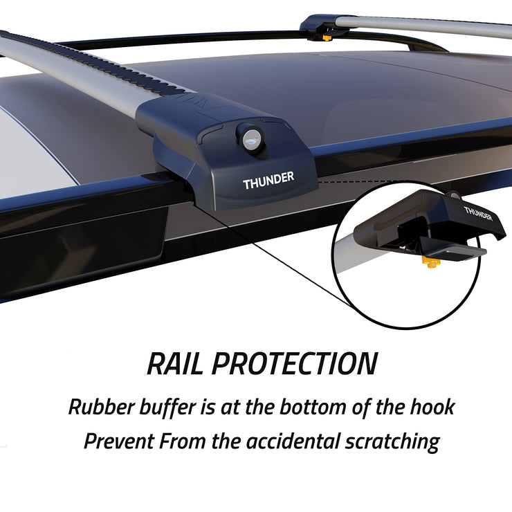 Thunder Carrier TRX1 Roof Rack For DACIA DUSTER (HM) SUV 2018-2022 Grey Aluminium Roof Rack Cross Bars Lockable - Fit Raised Side Rails Roof Rails Cross Bar, Rail Carrier