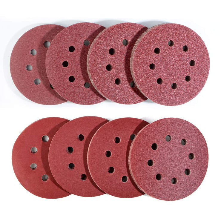 80pcs 125mm Sanding Discs, Hook and Loop 10 x 40/60/80/120/180/240/320/400 Mixed Grit, 8 Hole 5 Inch Round Sanding Discs Pads for Random Orbital Sander by Taspire