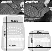 4Tress Revelation Car Floor Mat Set, Metallic Anti-Slip Universal Car Mats - Heavy Duty All Weather - Car Interior Accessory, Red Rubber 4 Mats set With 4 Tyre Valve Dust Caps