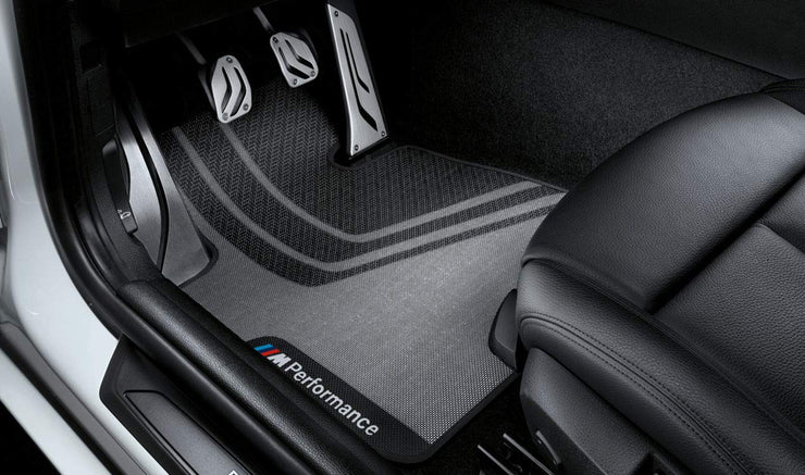 BMW Genuine M Performance Floor Mats Front Set Black 4 51472407306