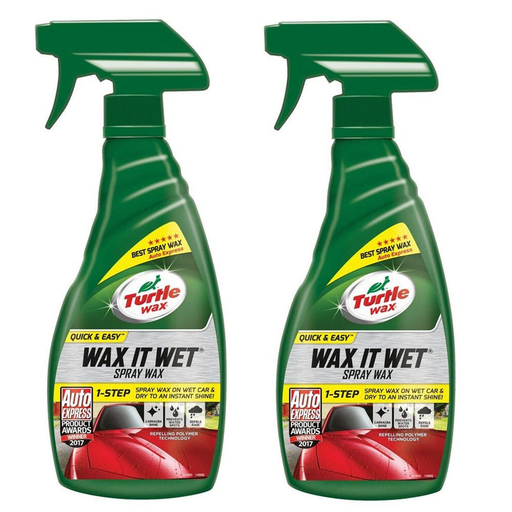 Turtle Wax - Wax It Wet Car Spray Wax, 2 x 500ml - Instant Shine & Protection, Quick & Easy Application, Advanced Technology for Smooth and Slick Finish