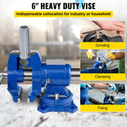 BestEquip Multipurpose Vise 6-Inch Bench Vise 360-Degree Rotation Clamp on Vise with Swivel Base and Head Heavy Duty Multi-Jaw Vise for Clamping Fixing Equipment Home or Industrial Use