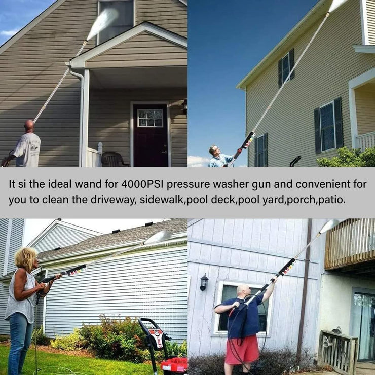 Pressure Washer Extension Rod, ZAYMDO 4000PSI Pressure Washers Telescopic Replacement Lance Tips Cleaning Tools for Roof Window Washing