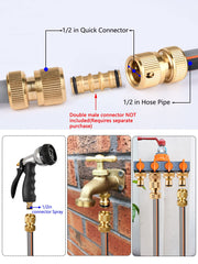 Abimars Garden Hose Pipe 1/2” with 2 PCS 1/2'' Brass Hose Pipe Connectors, 5m Hose Pipe Extension kit, No Kink Reinforced Thicken Synthetic Rubber Garden Hosepipes