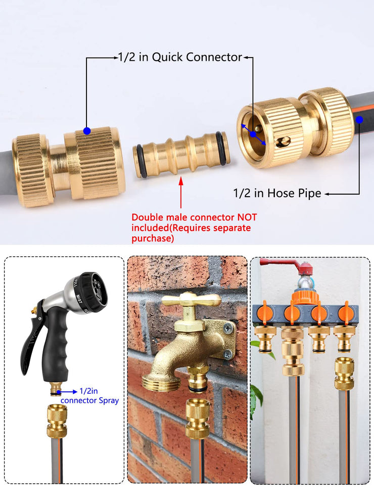 Abimars Garden Hose Pipe 1/2” with 2 PCS 1/2&