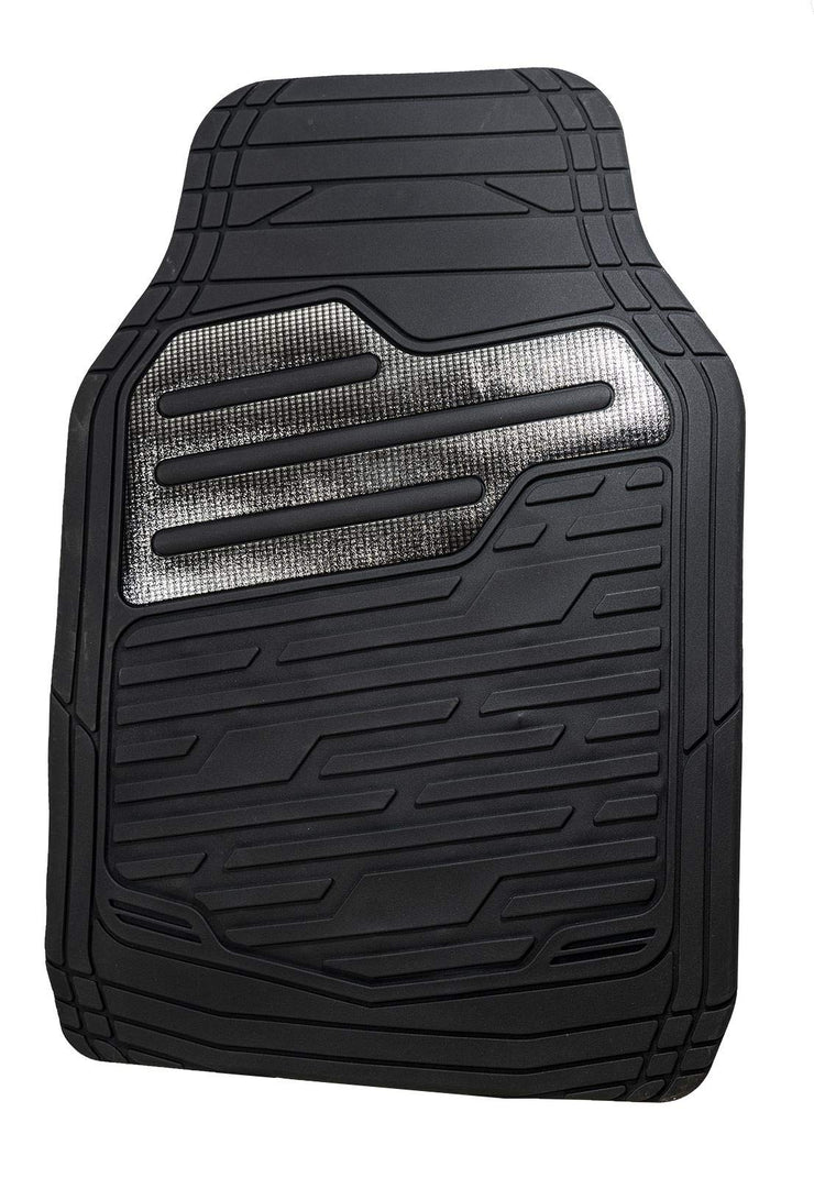 UKB4C Rubber Floor Mats Set - Heavy Duty with Shiny Carbon Effect Heel Pad for Van Car SUV