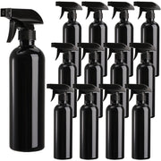 TOPZEA 12 Pack Empty Spray Bottles, 16oz Plastic Durable Black Spraying Bottles with Mist and Stream Option, Leak-proof Sprayers for Cleaning Solutions, Alcohol, Essential Oils, Hair Misting, Garden