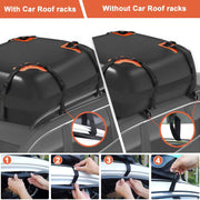 Car Roof Bag, PVC 15 Cubic Feet Waterproof Cargo Carrier Luggage Box with Anti-Slip Mat + Lock + 6 Door Hooks, Suitable for All Vehicles with/without Luggage Rack