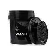 CLEANTECH CO Set: 2x 20L (4.4 UK gal) Wash Buckets - white & black with 2x Dirt Traps & 2x Lids - for professional car hand washing