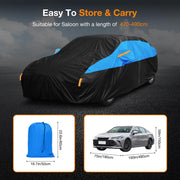 Car Cover Waterproof All Weather for Automobiles,10 Layers Outdoor Full Exterior Cover Rain Sun UV Snowproof Protection with 2 door Zipper Cotton Mirror Pocket, Fit Sedan Length (185"-193"/470-490 cm)